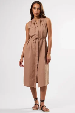 Amour Vert Kylen Cotton Linen Shirt Dress Sand Sale