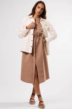 Amour Vert Kylen Cotton Linen Shirt Dress Sand Sale