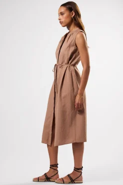 Amour Vert Kylen Cotton Linen Shirt Dress Sand Sale