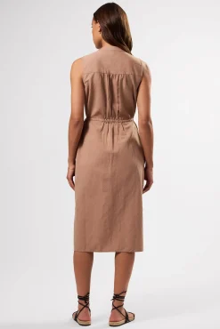 Amour Vert Kylen Cotton Linen Shirt Dress Sand Sale