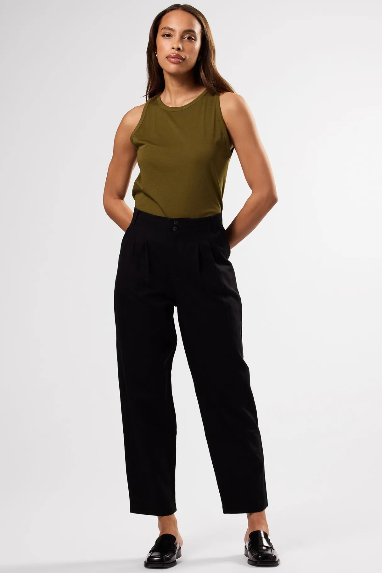 Amour Vert Larisa Cotton Linen Pant Black Clearance