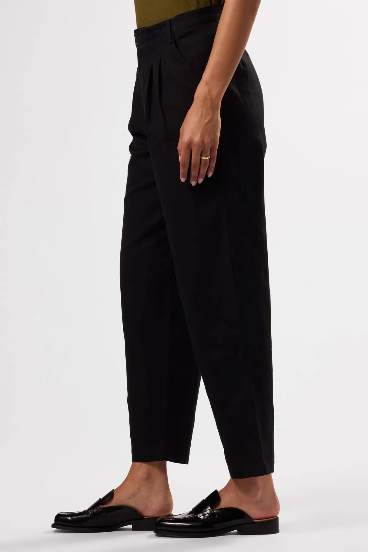 Amour Vert Larisa Cotton Linen Pant Black Clearance