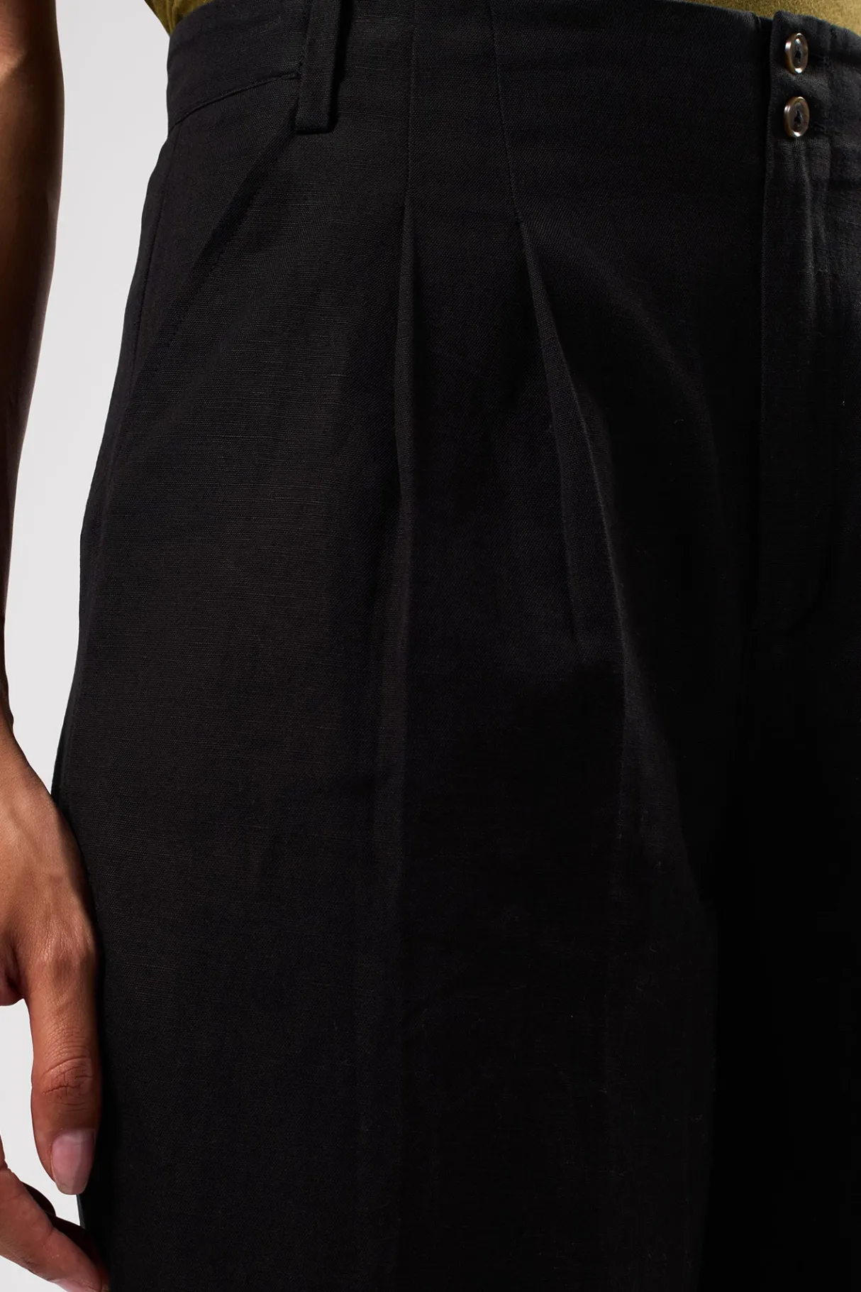 Amour Vert Larisa Cotton Linen Pant Black Clearance