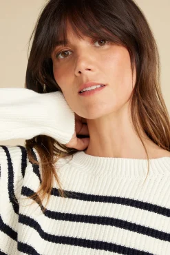 Amour Vert Layla Organic Cotton Sweater IvoryNavyStripe Fashion