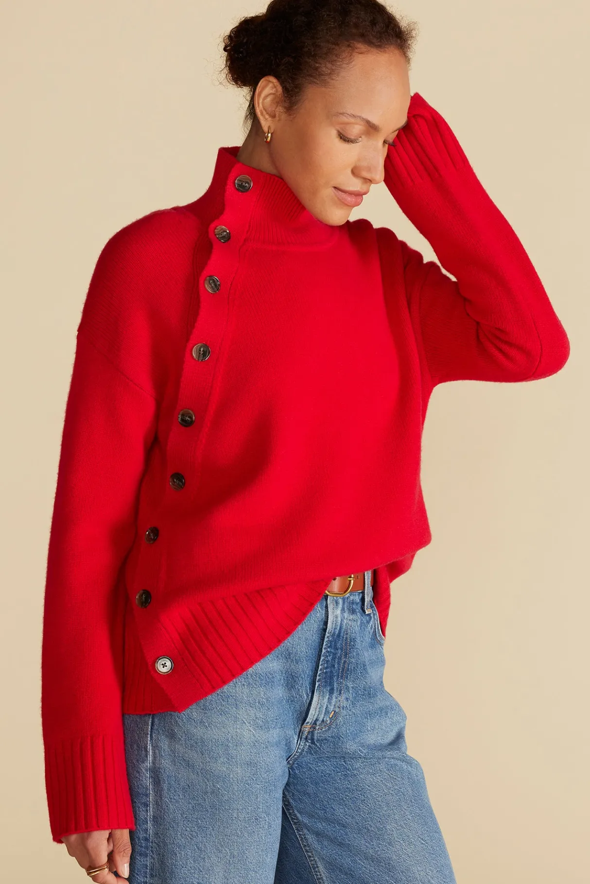 Amour Vert Leonie Turtleneck Sweater Red Best