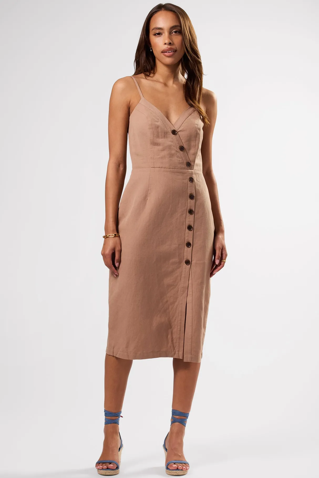 Amour Vert Lila Cotton Linen Dress Sand Online