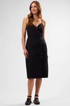 Amour Vert Lila Cotton Linen Dress Black Outlet