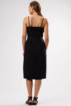 Amour Vert Lila Cotton Linen Dress Black Outlet