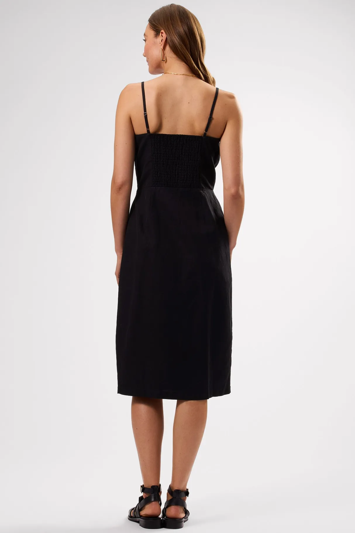 Amour Vert Lila Cotton Linen Dress Black Outlet