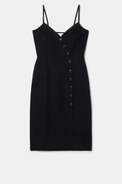 Amour Vert Lila Cotton Linen Dress Black Outlet