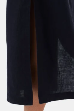 Amour Vert Lilly Pilly Kai Organic Linen Slip Dress Navy Fashion