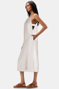 Amour Vert Lilly Pilly Kai Organic Linen Slip Dress Oatmeal Hot