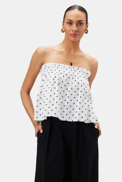 Amour Vert Lilly Pilly Pippa Organic Linen Top PolkaDots Sale