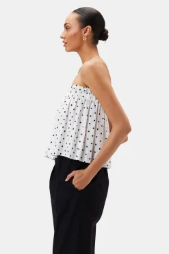Amour Vert Lilly Pilly Pippa Organic Linen Top PolkaDots Sale