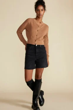 Amour Vert Lily Cardigan Sweater Tan New