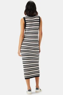 Amour Vert Louise Crochet Dress BlackWhiteMultiStripe New