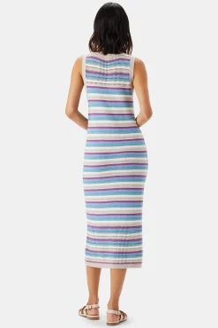 Amour Vert Louise Crochet Dress AquaBlueMultiStripe Outlet