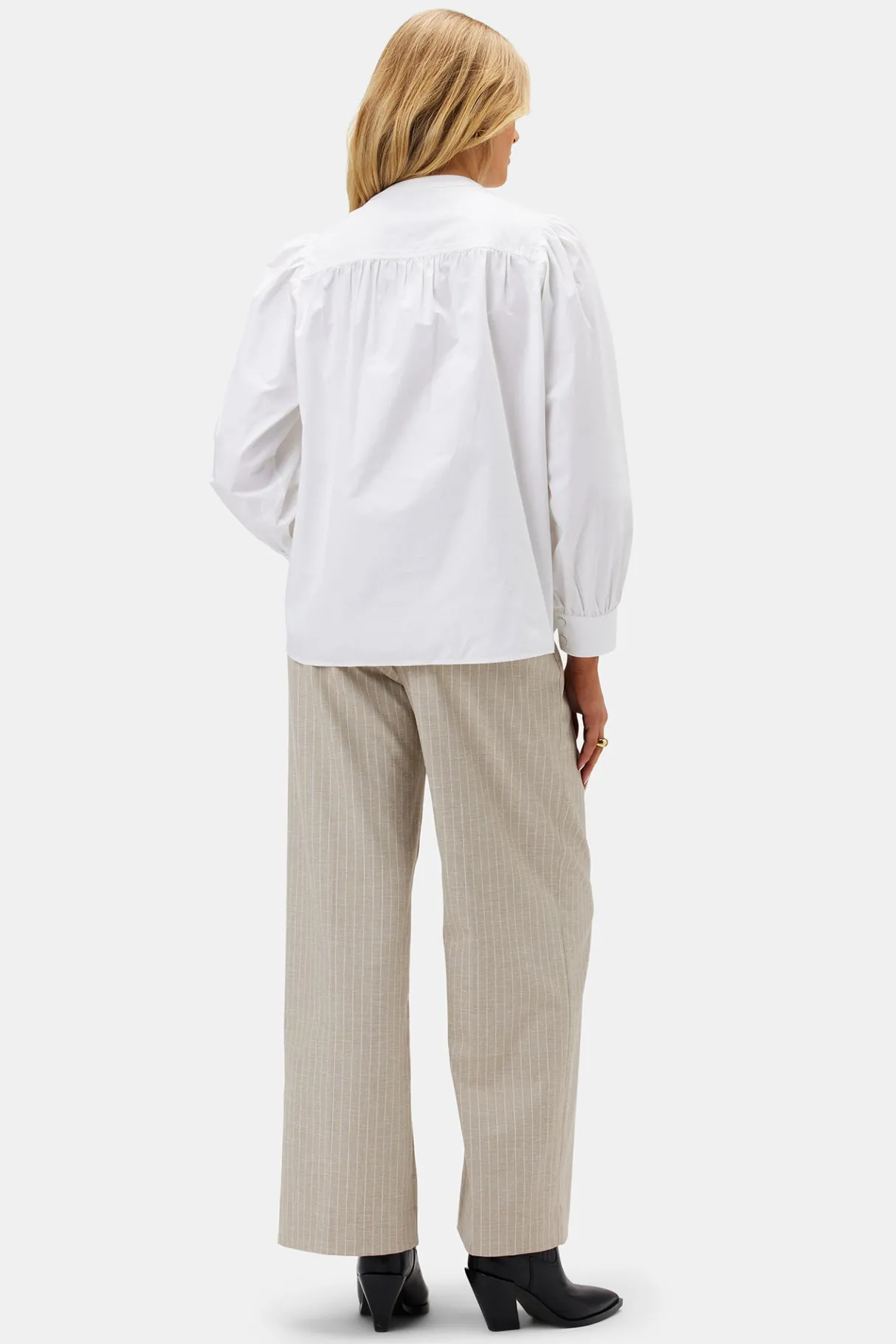 Amour Vert Lucie Organic Cotton Poplin Blouse White Fashion