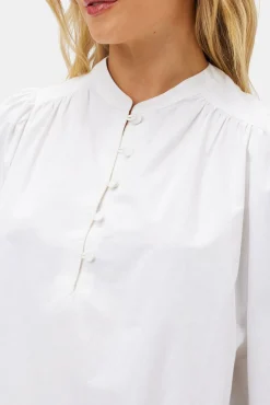 Amour Vert Lucie Organic Cotton Poplin Blouse White Fashion