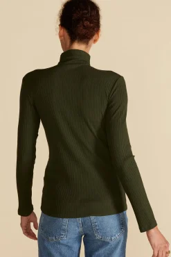 Amour Vert Lux Paris Rib Turtleneck OliveGreen Outlet