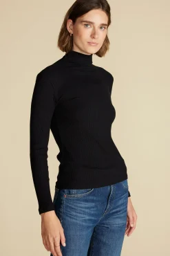 Amour Vert Lux Paris Rib Turtleneck Black Outlet
