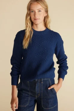 Amour Vert Madella Pom Pom Organic Cotton Sweater NavyBlue Clearance