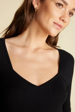 Amour Vert Maelle Square Neck Sweater Dress Black Discount