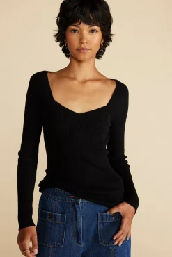 Amour Vert Maelle Square Neck Sweater Black Best