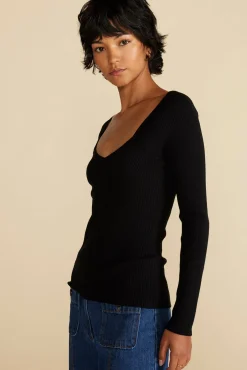 Amour Vert Maelle Square Neck Sweater Black Best