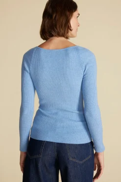 Amour Vert Maelle Square Neck Sweater SkyBlue Clearance