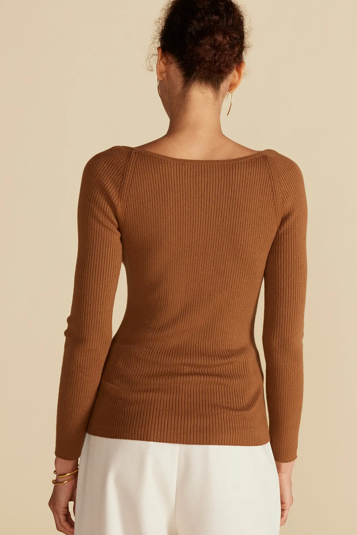Amour Vert Maelle Square Neck Sweater AlmondBrown Best