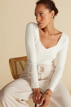 Amour Vert Maelle Square Neck Sweater Ivory Best