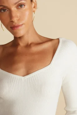 Amour Vert Maelle Square Neck Sweater Ivory Best