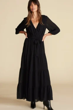Amour Vert Marceau Viscose Maxi Dress Black Sale
