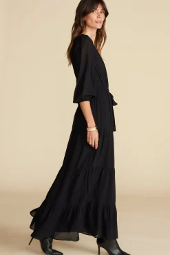 Amour Vert Marceau Viscose Maxi Dress Black Sale