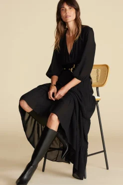 Amour Vert Marceau Viscose Maxi Dress Black Sale