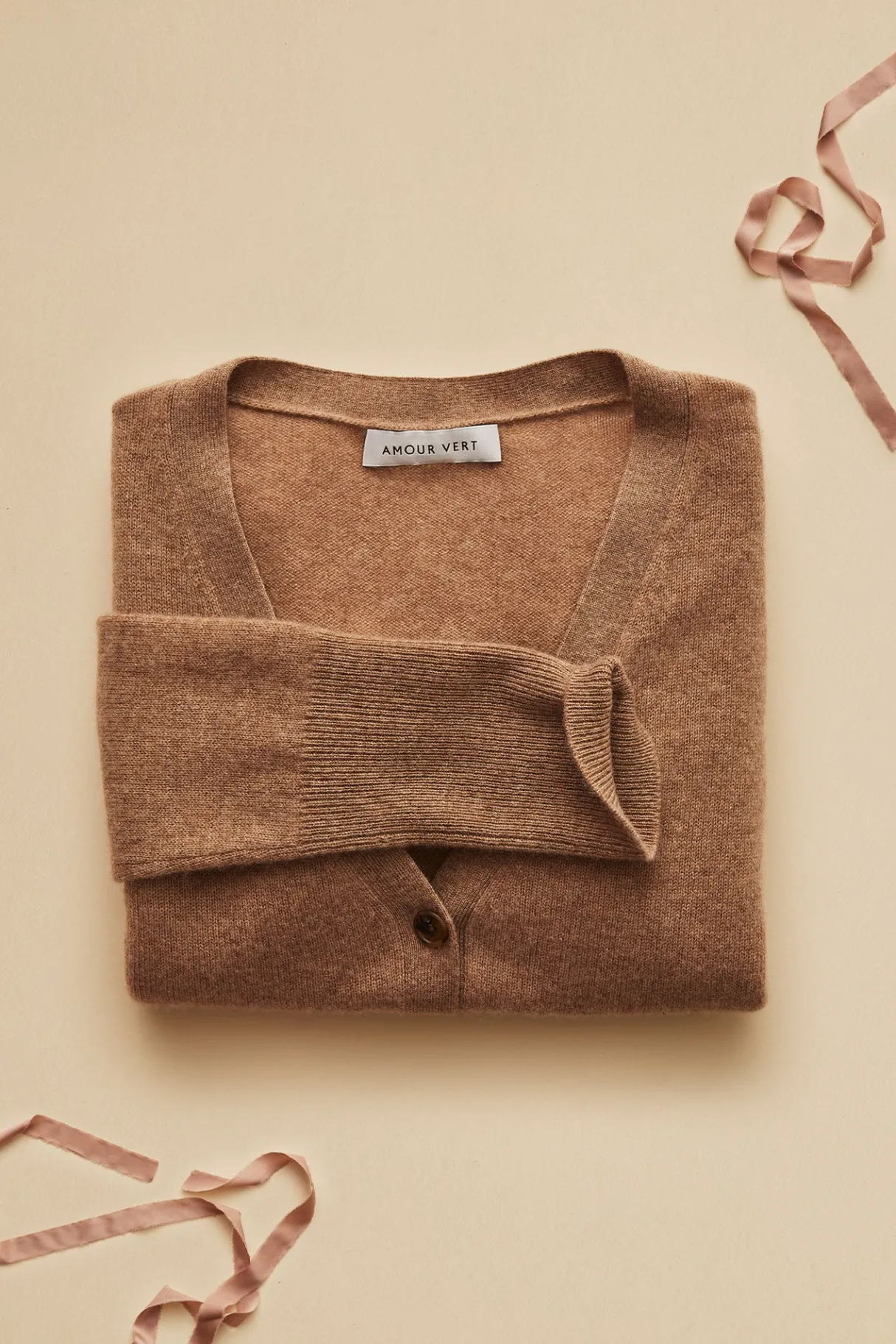 Amour Vert Mason Cashmere Cardigan Camel Outlet