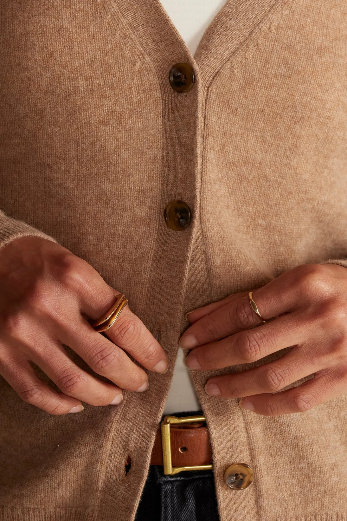 Amour Vert Mason Cashmere Cardigan Camel Outlet