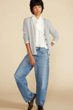 Amour Vert Mason Cashmere Cardigan HeatherGrey Sale