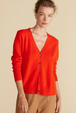 Amour Vert Mason Cashmere Cardigan ClementineOrange Discount
