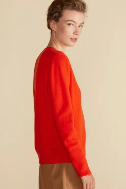 Amour Vert Mason Cashmere Cardigan ClementineOrange Discount