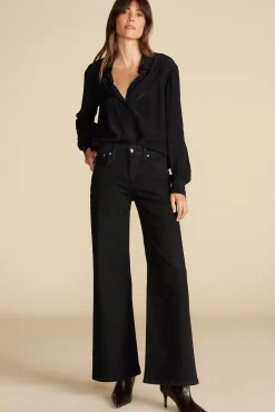 Amour Vert Melisande Embroidered Crepe Blouse Black Best