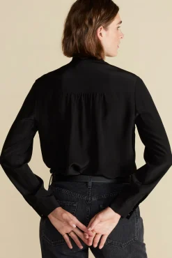 Amour Vert Milla Washable Silk Bow Blouse Black Best