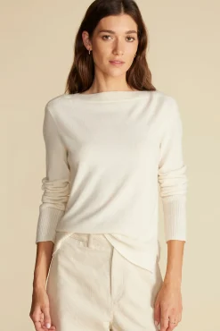 Amour Vert Nadia Cashmere Sweater Ivory Fashion