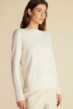 Amour Vert Nadia Cashmere Sweater Ivory Fashion