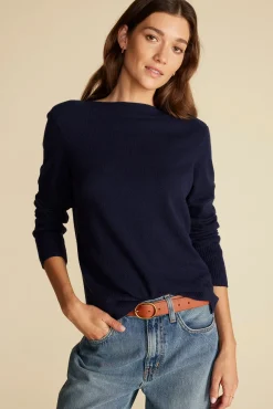 Amour Vert Nadia Cashmere Sweater NavyBlue Online