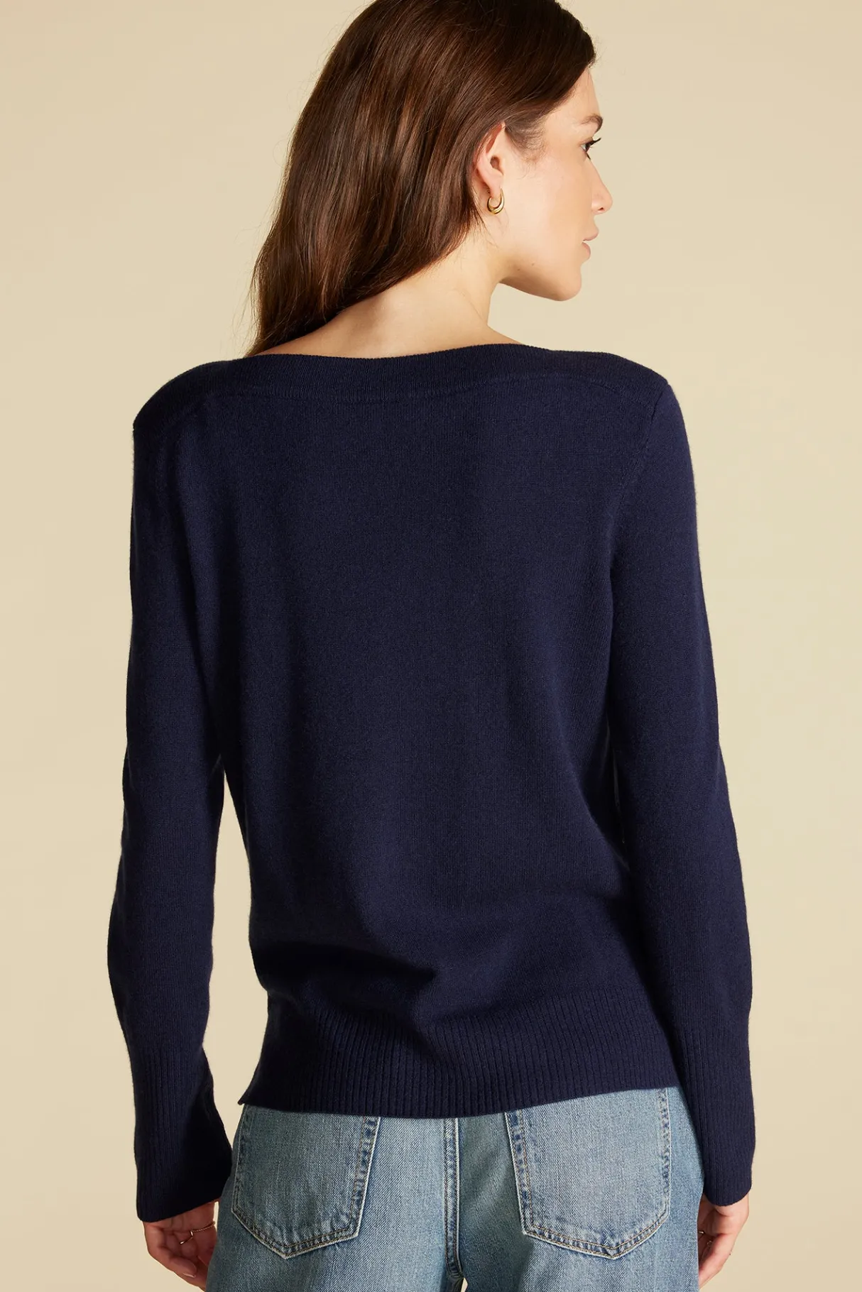 Amour Vert Nadia Cashmere Sweater NavyBlue Online