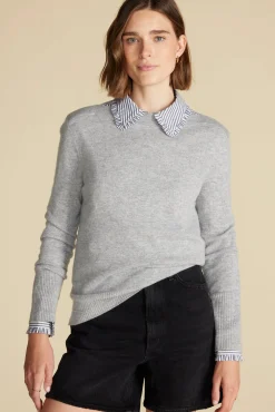 Amour Vert Nadia Cashmere Sweater HeatherGrey Clearance