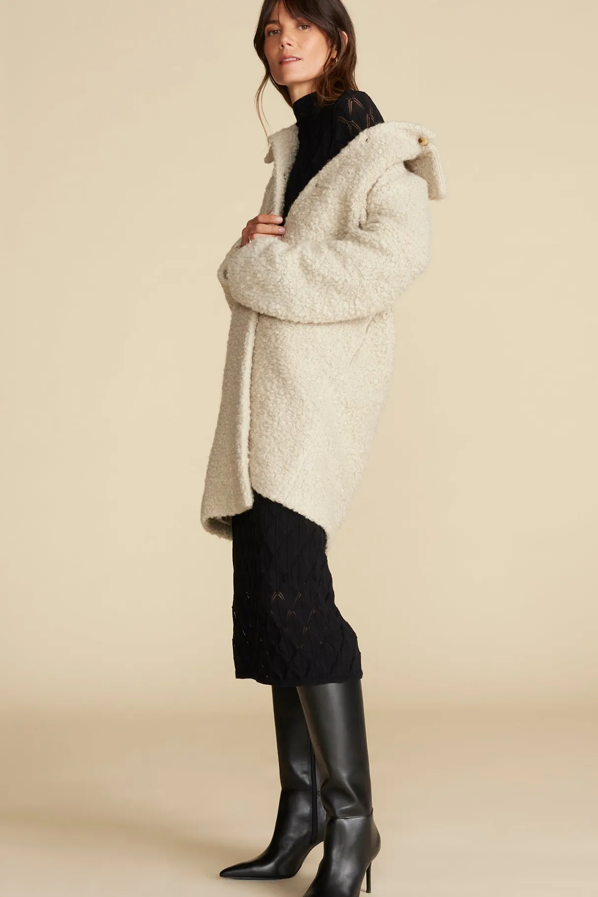 Amour Vert Noelle Sherpa Coat Natural New