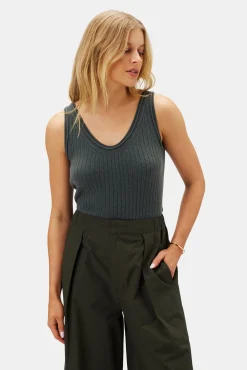 Amour Vert Nora Cashmere Tank OliveGreen Online